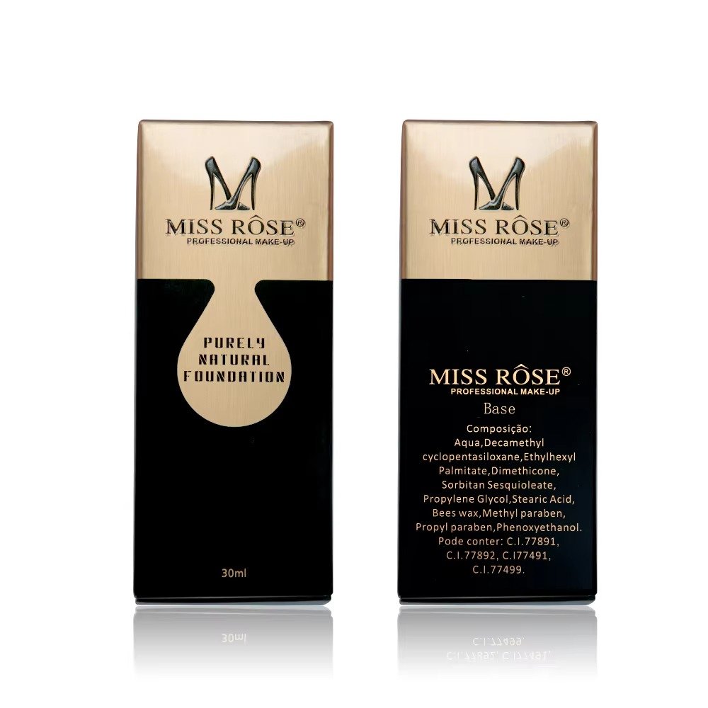 Miss Rose Purely Natural Liquid Foundation 30ml  - Long Lasting Lightweight Full Coverage Foundation (Shade F2)