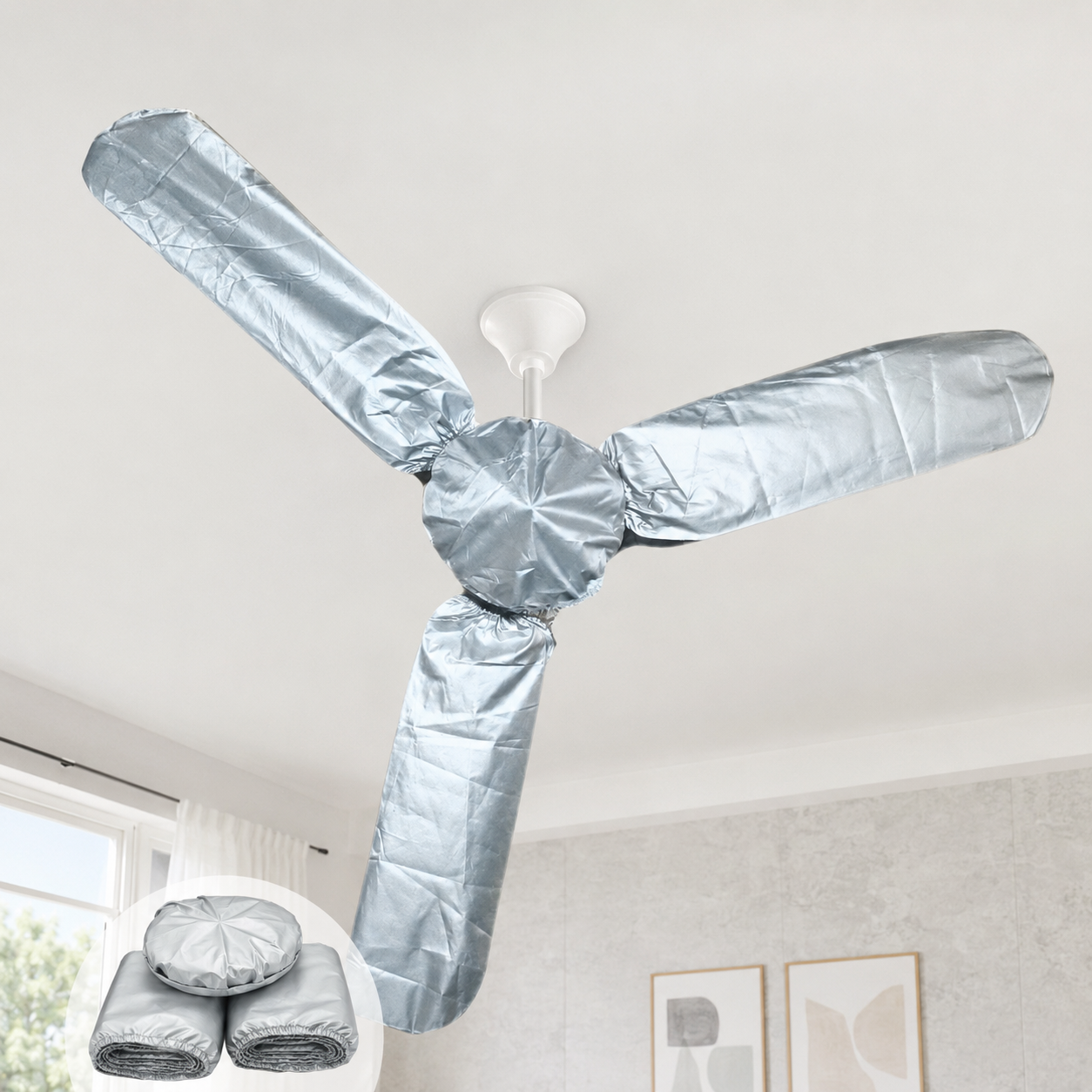 Ceiling Fan Dust Cover Set – Washable Lightweight Blade & Motor Protection Cover
